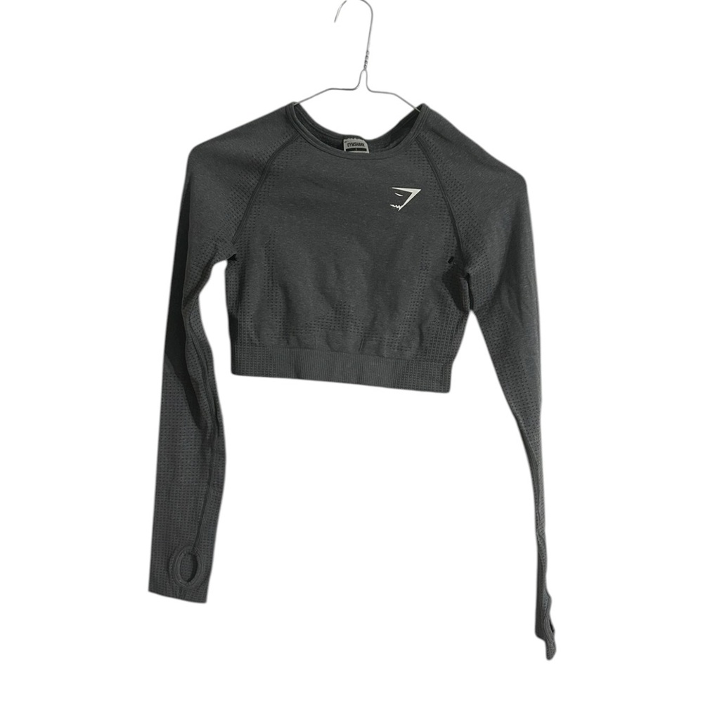 Gymshark Vital Seamless Long Sleeve Gray Crop Top with Thumbholes Size S